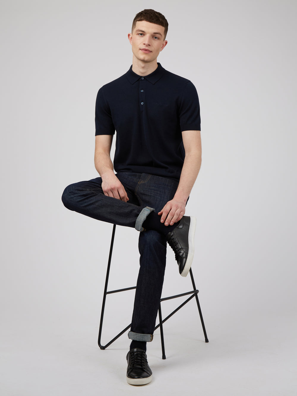 Navy Ben Sherman Signature Polo Neck Sweaters | 9723IUGYT