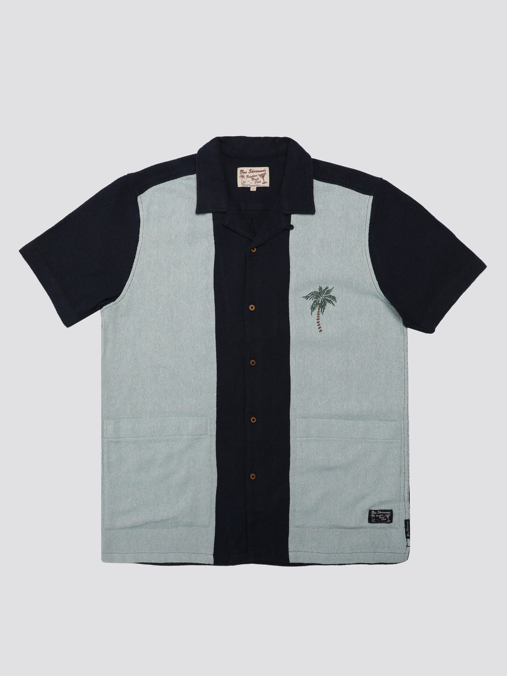 Navy Ben Sherman Signature Recycled Boucle Resort Shirts | 3057AXILP