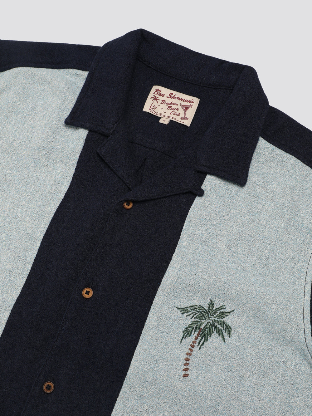 Navy Ben Sherman Signature Recycled Boucle Resort Shirts | 3057AXILP