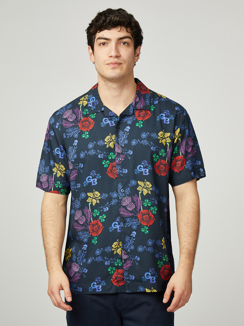 Navy Ben Sherman Team GB Floral Shirts | 4970PBODN