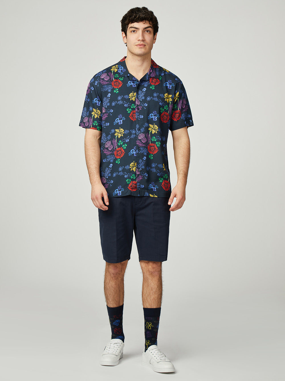 Navy Ben Sherman Team GB Floral Shirts | 4970PBODN