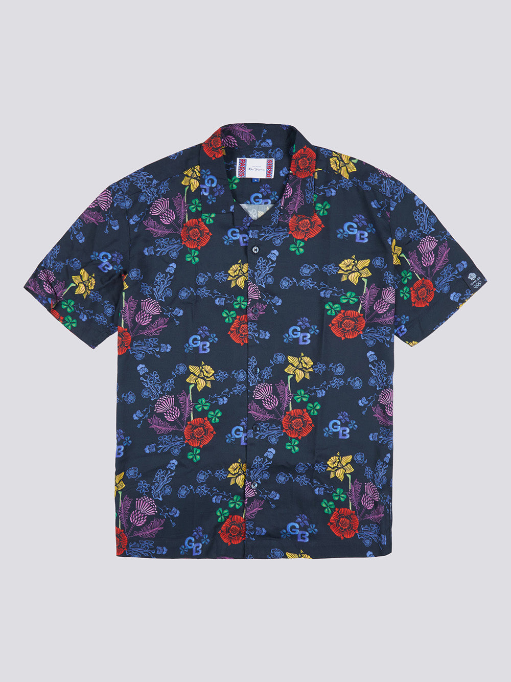 Navy Ben Sherman Team GB Floral Shirts | 4970PBODN