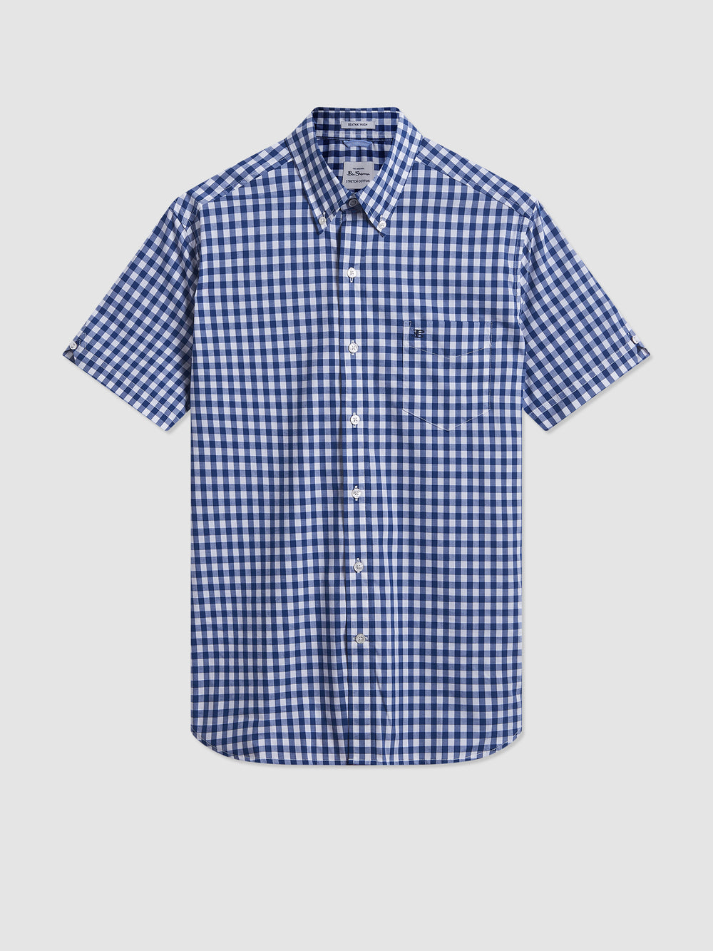 Navy / Olive Ben Sherman Short Sleeve House Poplin Gingham Shirts | 7864VPQJK