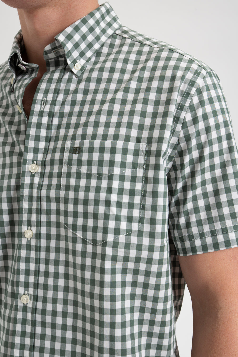 Olive Ben Sherman House Poplin Gingham Shirts | 6048NBGZY