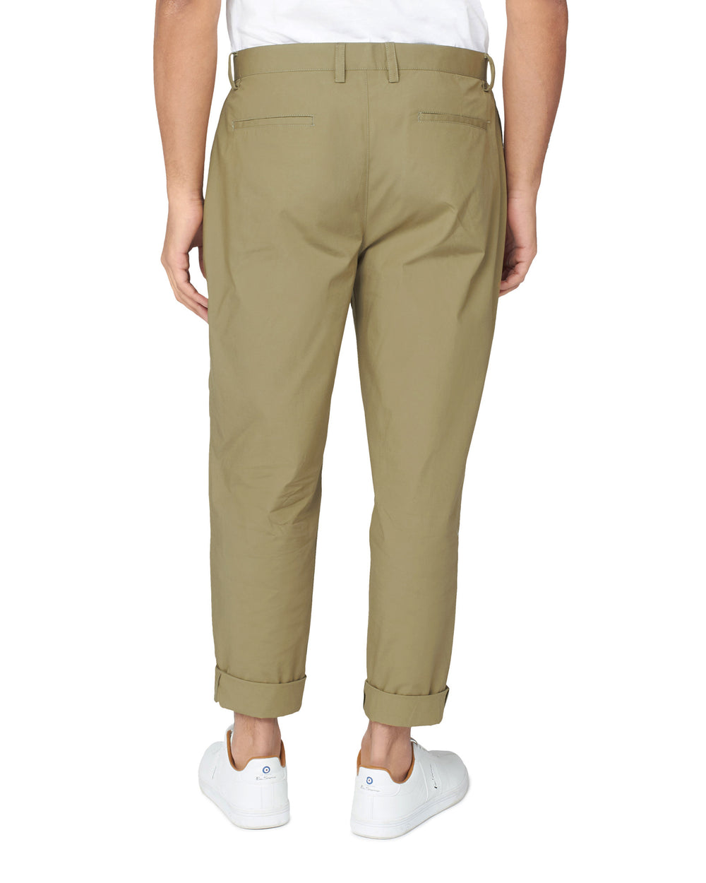 Olive Ben Sherman Poplin Relaxed-Taper Pleated Pants | 9347NSMHZ