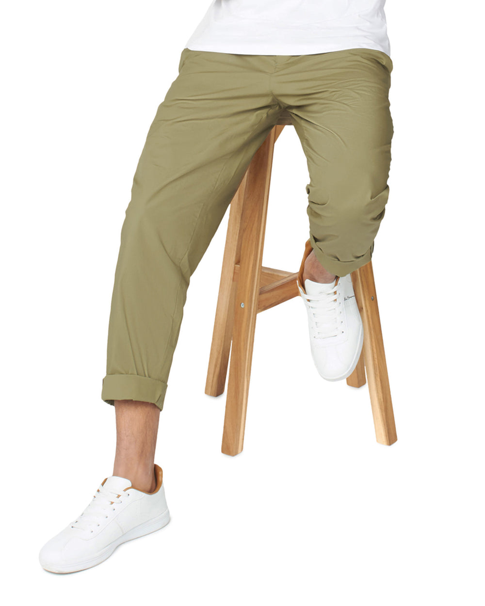 Olive Ben Sherman Poplin Relaxed-Taper Pleated Pants | 9347NSMHZ