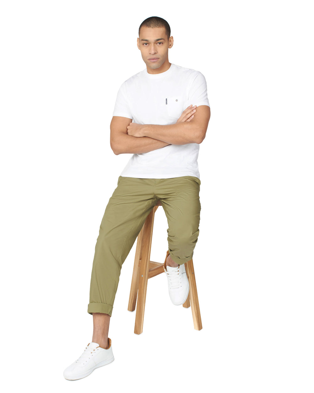 Olive Ben Sherman Poplin Relaxed-Taper Pleated Pants | 9347NSMHZ