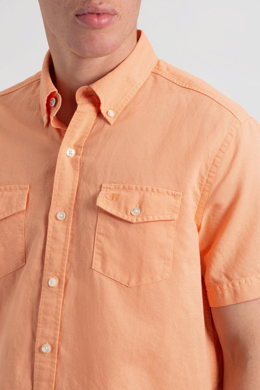 Orange Ben Sherman Garment Dye Linen Shirts | 2641QJWKC