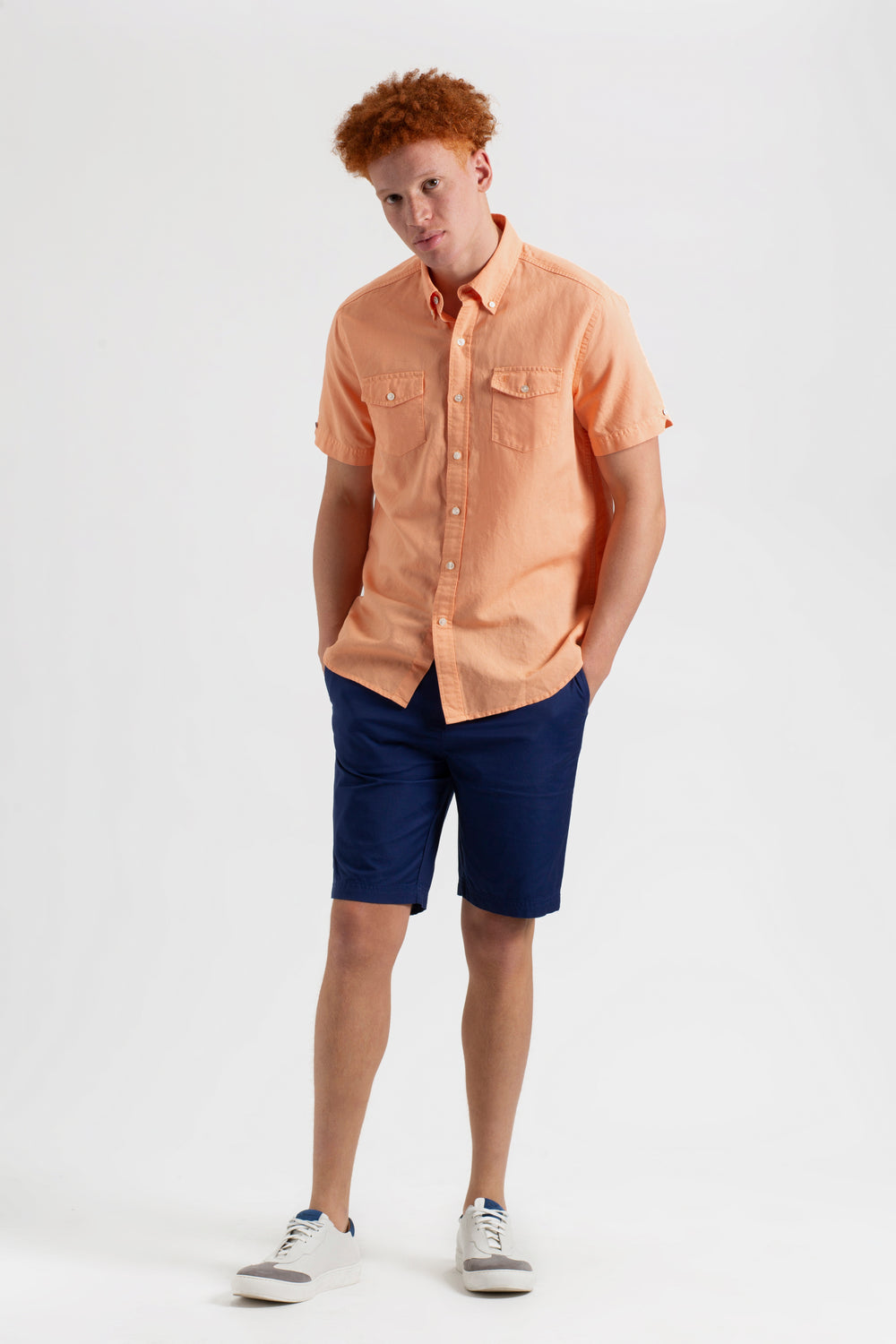 Orange Ben Sherman Garment Dye Linen Shirts | 2641QJWKC