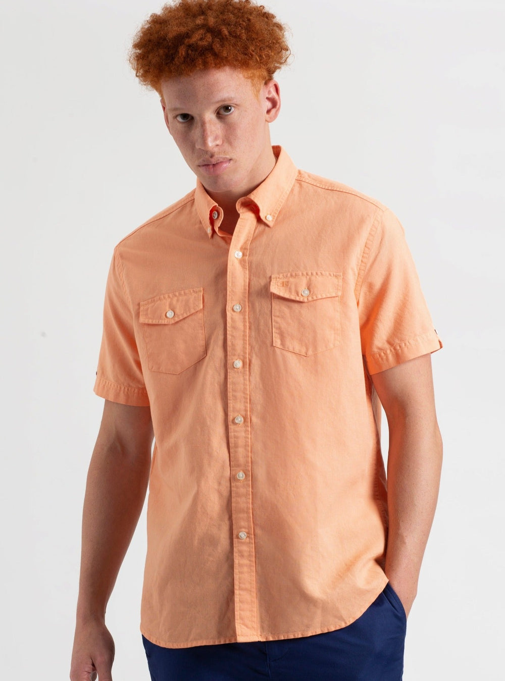 Orange Ben Sherman Garment Dye Linen Shirts | 2641QJWKC