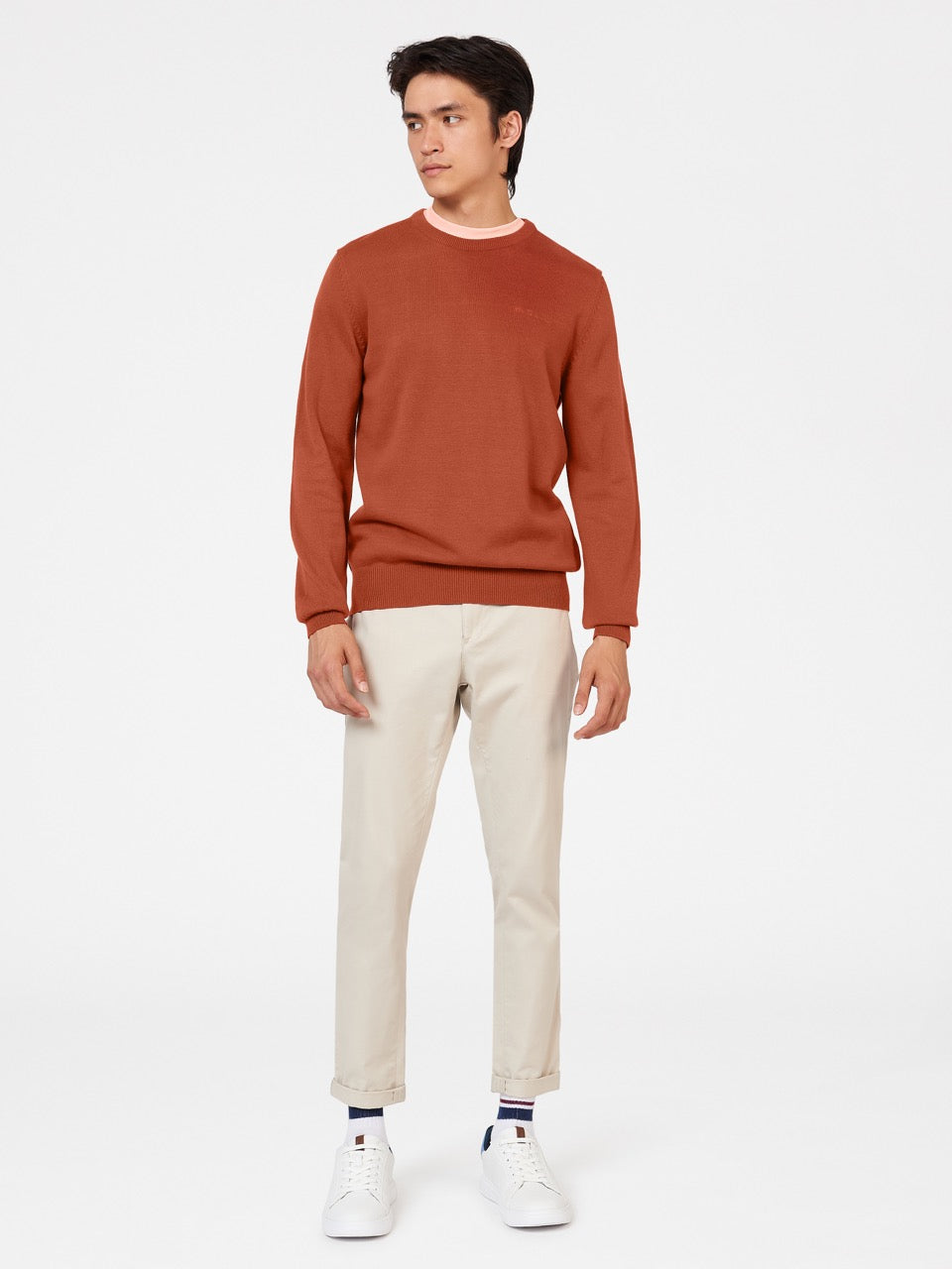 Orange Ben Sherman Signature Crewneck Knitwear | 0279ZLDNA