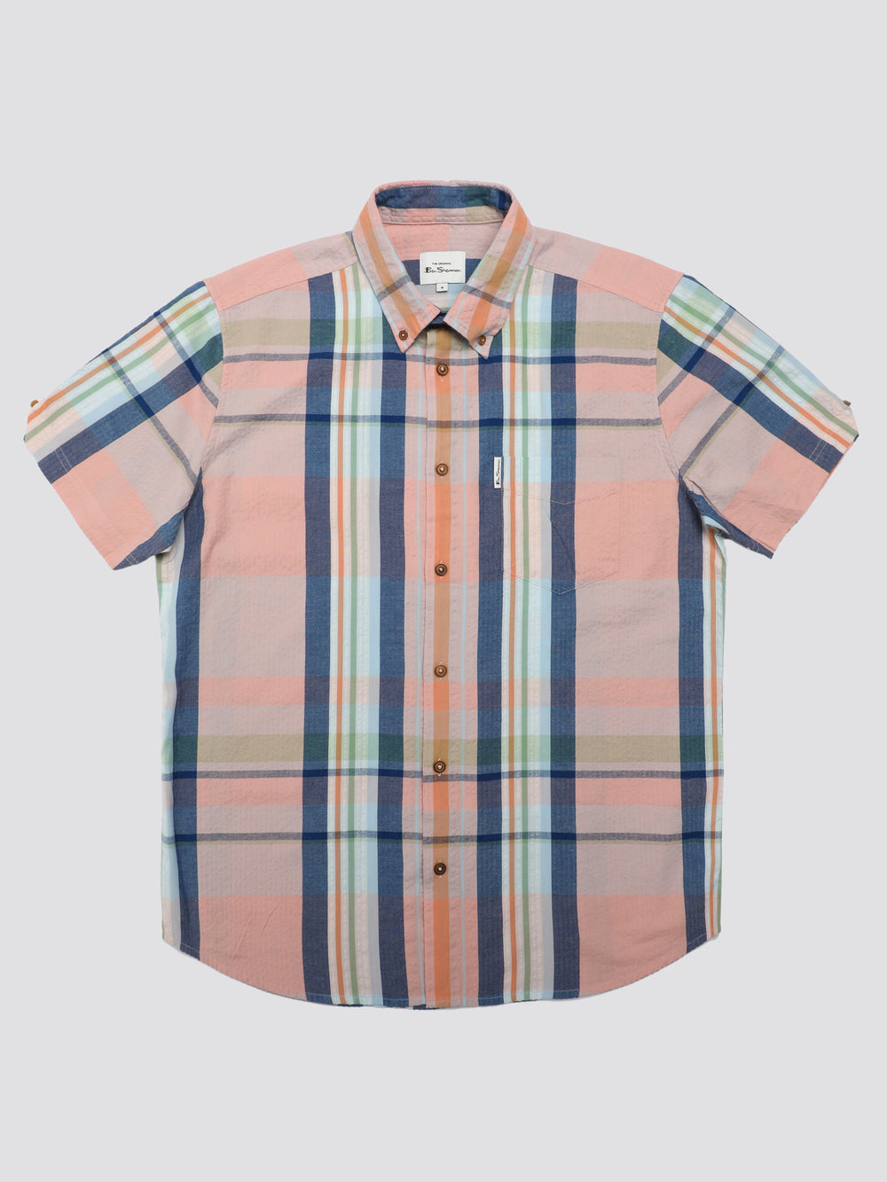 Pink Ben Sherman Signature Seersucker Check Shirts | 8429TKWAB