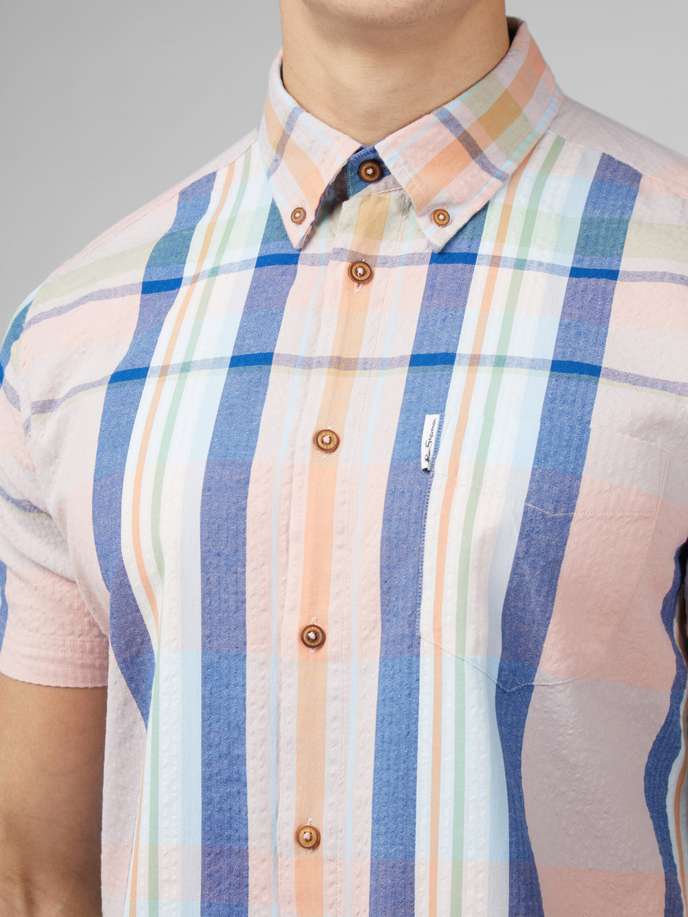 Pink Ben Sherman Signature Seersucker Check Shirts | 8429TKWAB