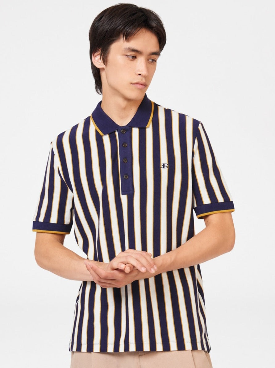 Purple Ben Sherman B by Ben Sherman Vertical Stripe Polo Shirts | 8257EXUMR