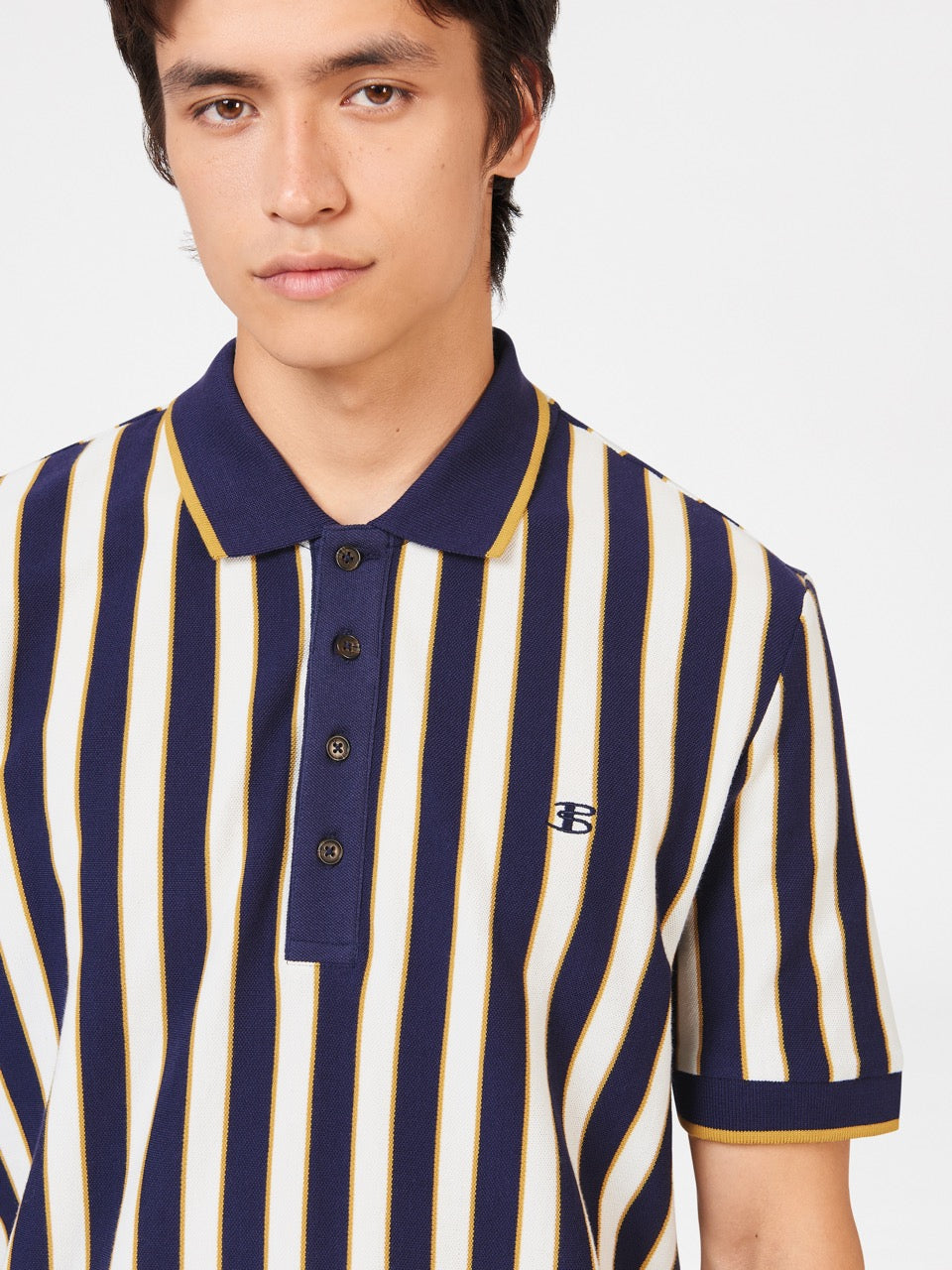 Purple Ben Sherman B by Ben Sherman Vertical Stripe Polo Shirts | 8257EXUMR