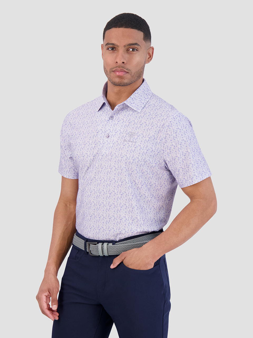 Purple Ben Sherman Mini Guitar Tech Jersey Sports Fit Polo Shirts | 0486UBPAV