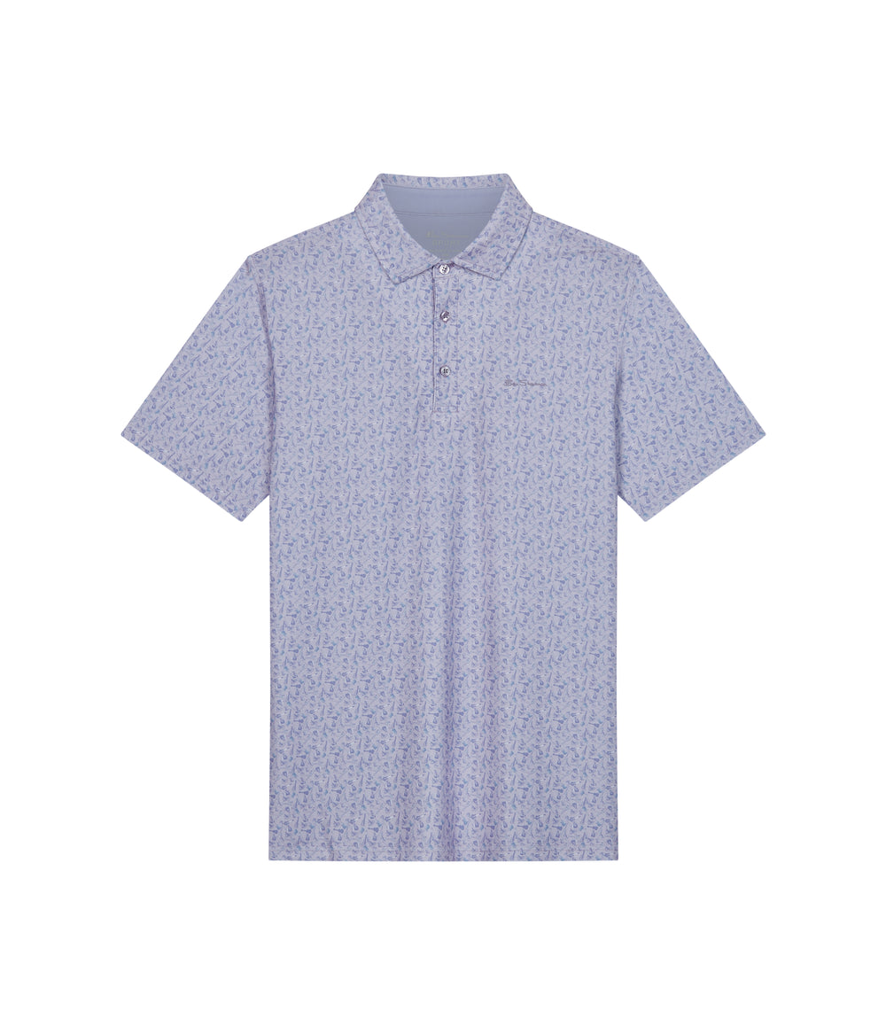 Purple Ben Sherman Mini Guitar Tech Jersey Sports Fit Polo Shirts | 0486UBPAV