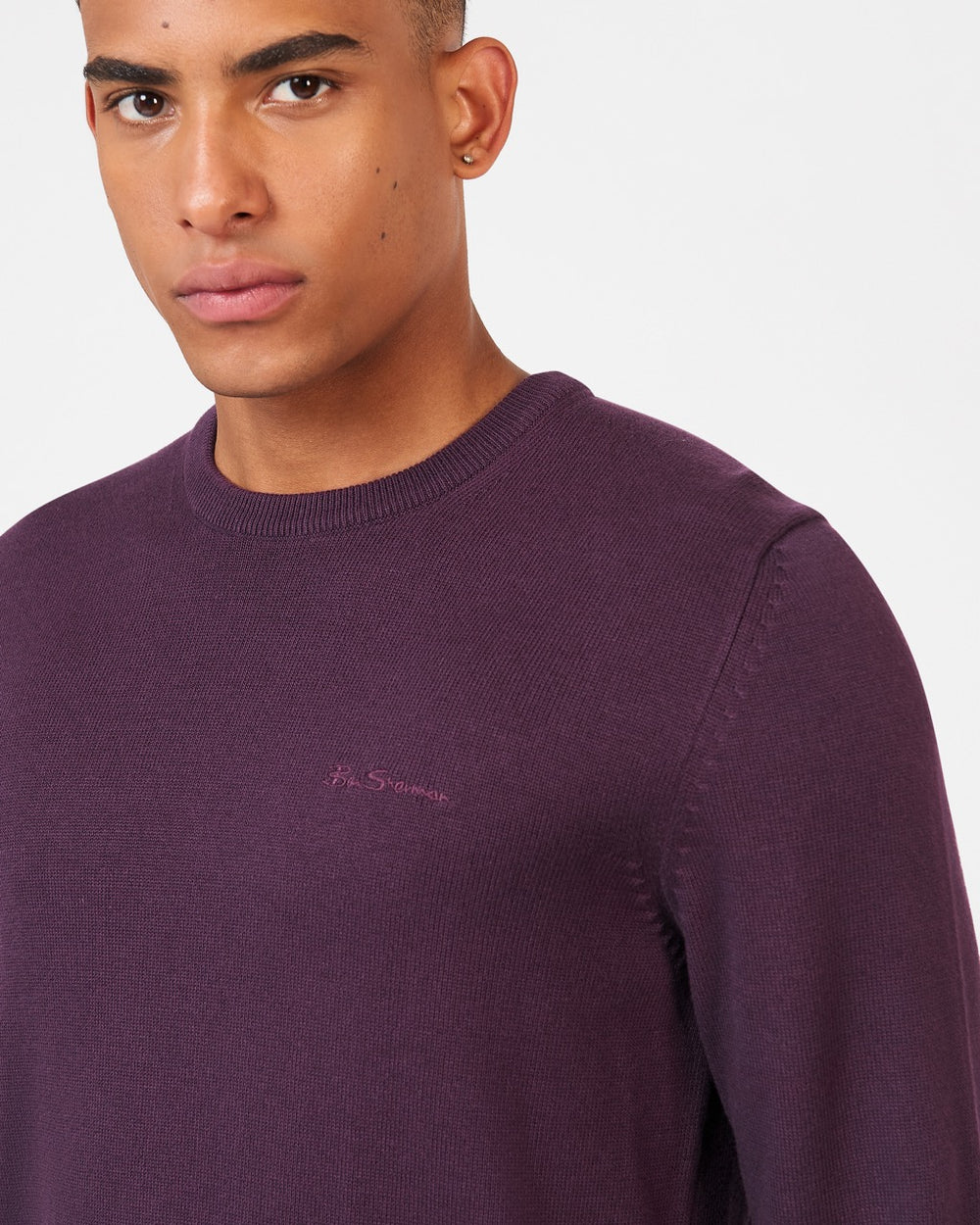 Purple Ben Sherman Signature Crewneck Knitwear | 7563MSITL