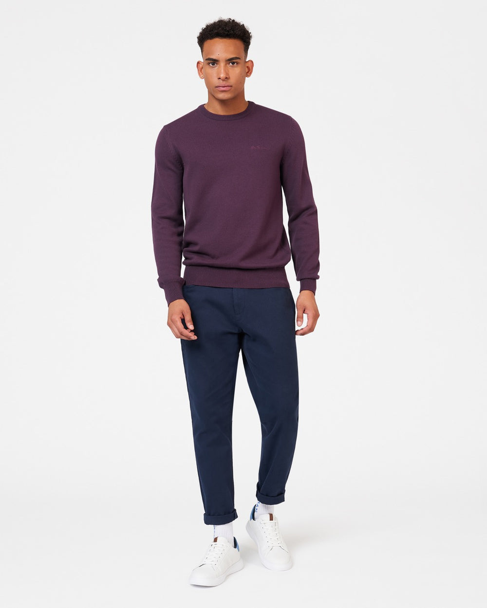 Purple Ben Sherman Signature Crewneck Knitwear | 7563MSITL