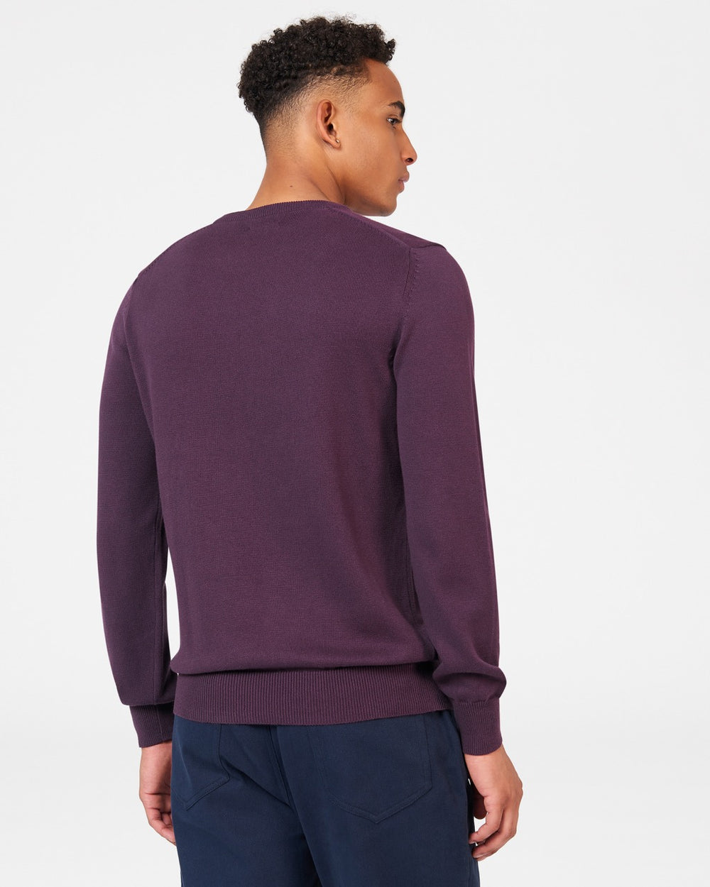 Purple Ben Sherman Signature Crewneck Knitwear | 7563MSITL