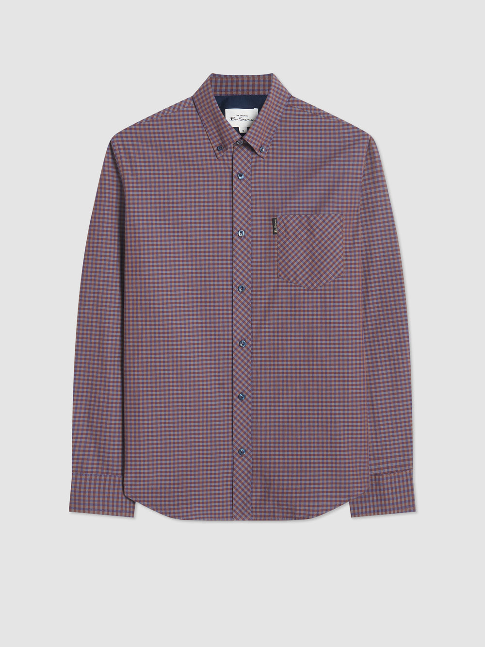 Purple Ben Sherman Signature Gingham Long-Sleeve Shirts | 9648YZKEA