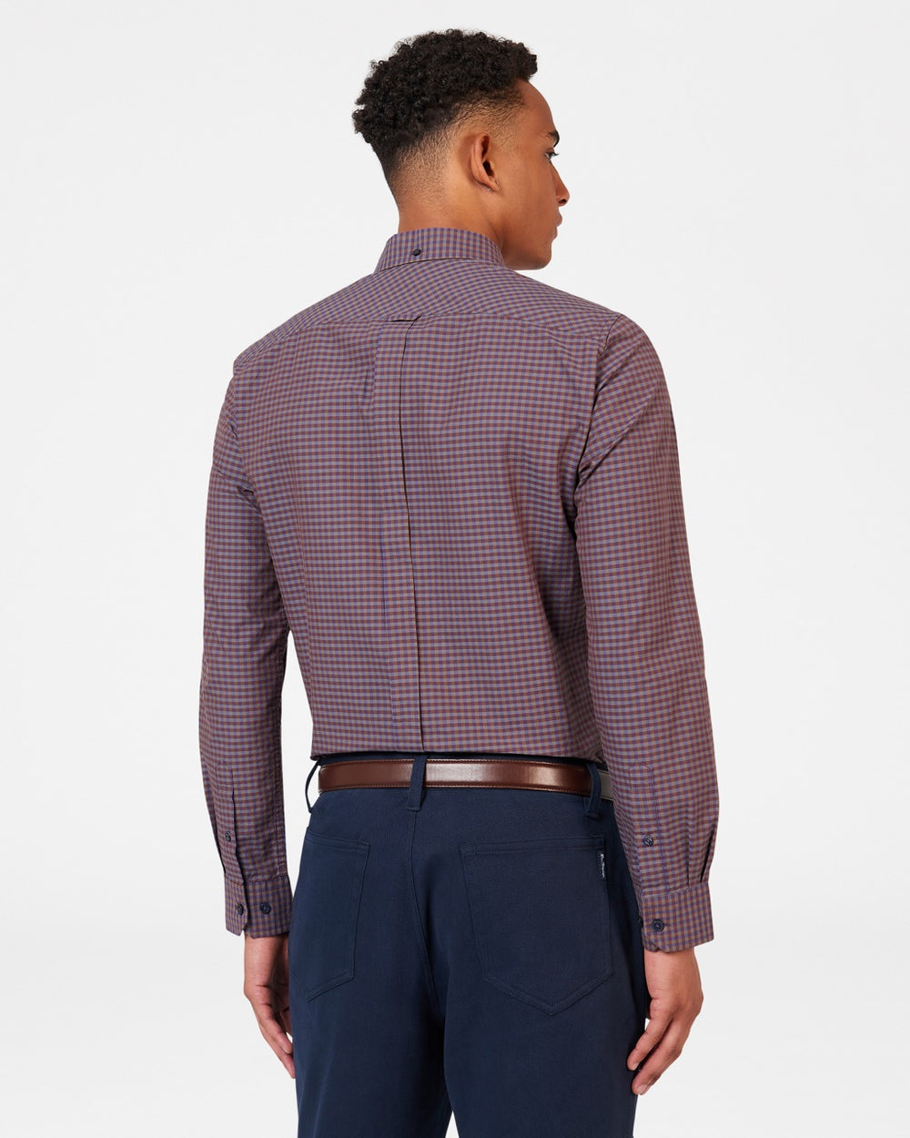 Purple Ben Sherman Signature Gingham Long-Sleeve Shirts | 9648YZKEA