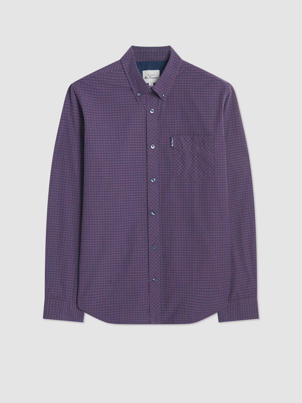 Purple Ben Sherman Signature Gingham Long-Sleeve Shirts | 3104QJATY