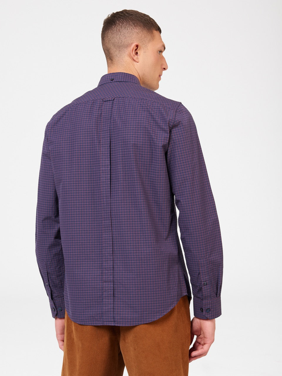 Purple Ben Sherman Signature Gingham Long-Sleeve Shirts | 3104QJATY