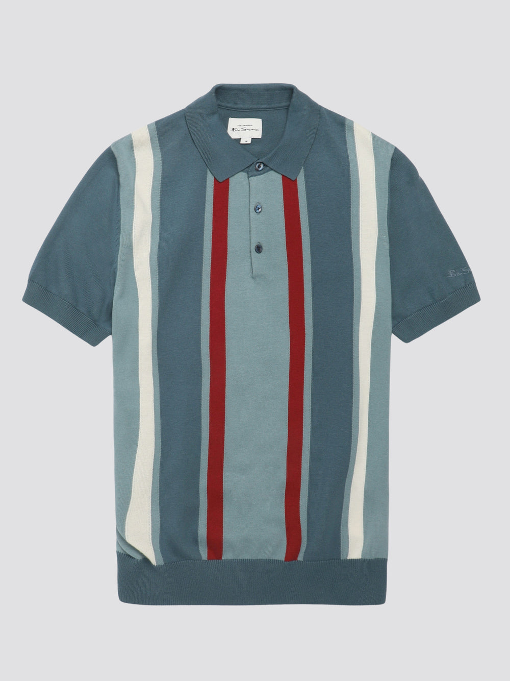 Turquoise Ben Sherman Signature Vertical Stripe Polo Knitwear | 8670ONQUS