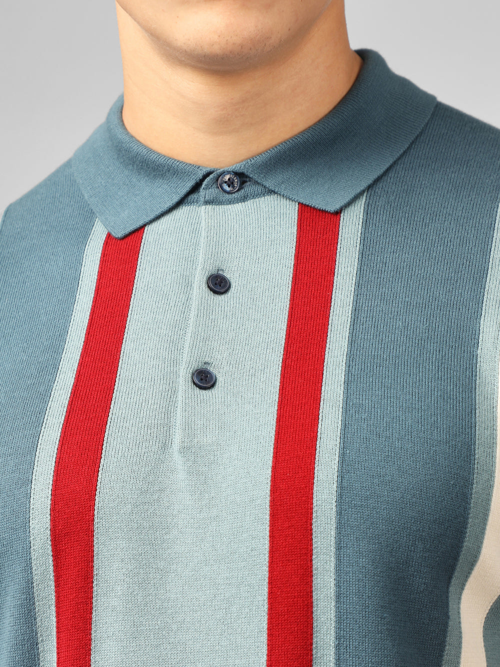 Turquoise Ben Sherman Signature Vertical Stripe Polo Knitwear | 8670ONQUS