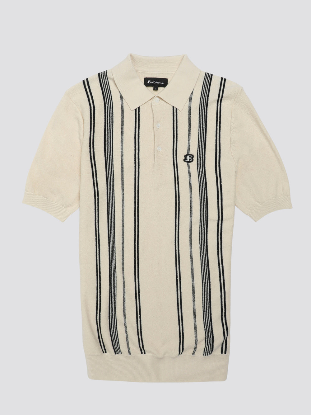 White Ben Sherman B by Ben Sherman Crinkle Cotton Stripe Polo Knitwear | 7516WKAQJ