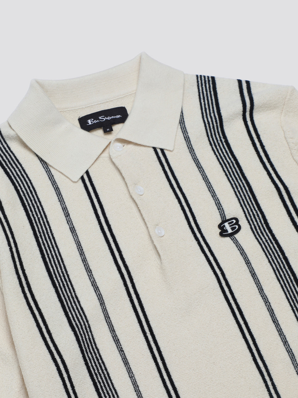 White Ben Sherman B by Ben Sherman Crinkle Cotton Stripe Polo Knitwear | 7516WKAQJ