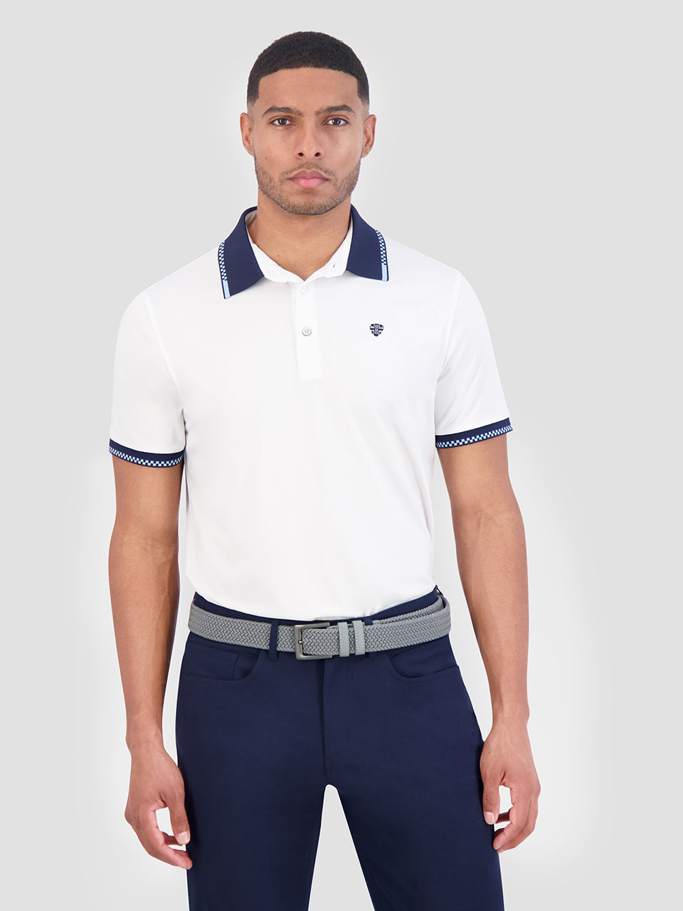 White Ben Sherman Checker Rib Air Pique Sports Fit Polo Shirts | 0359AMNPD