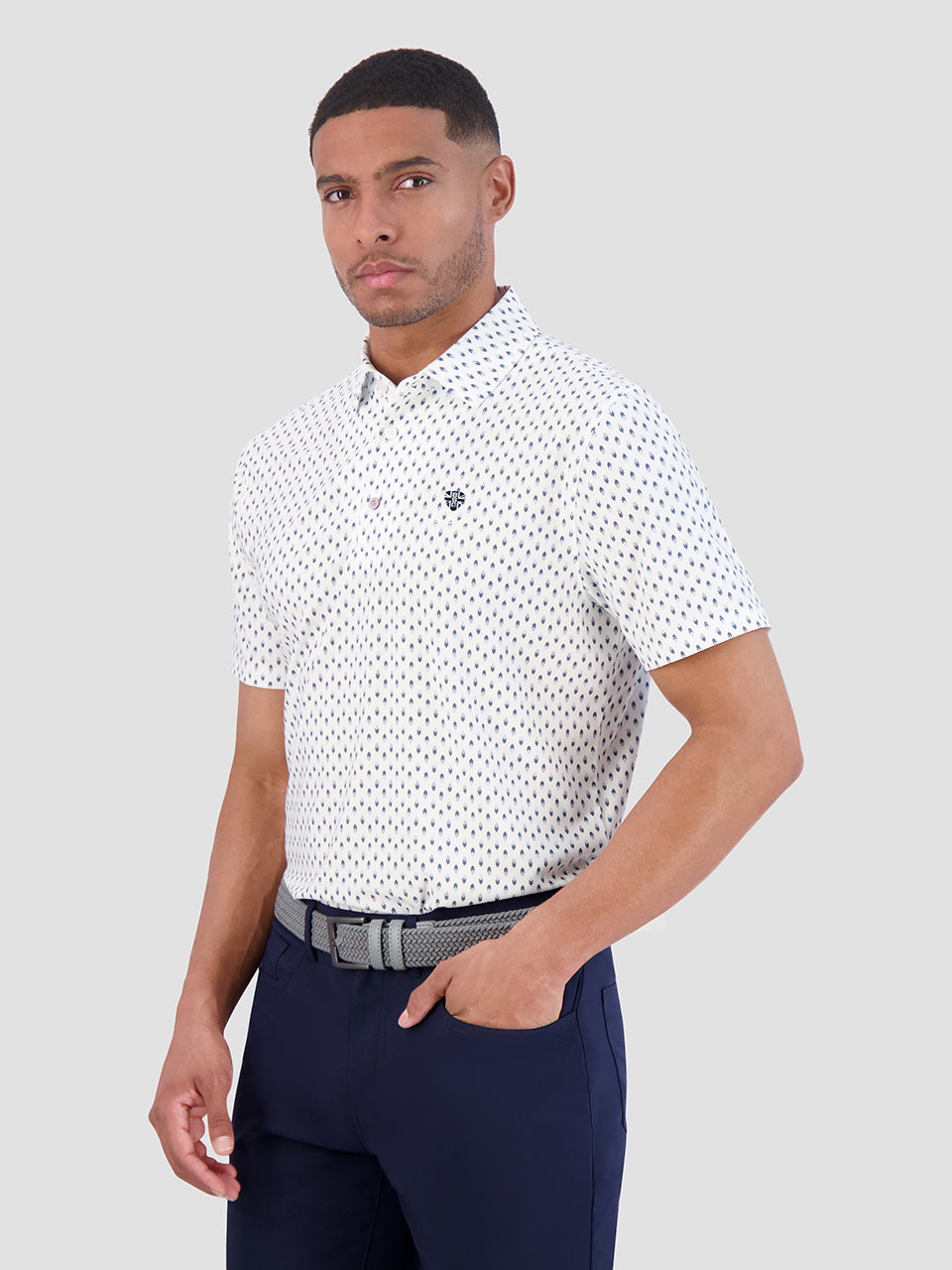 White Ben Sherman Chequerboard Geo Polo Shirts | 5183KCYJB