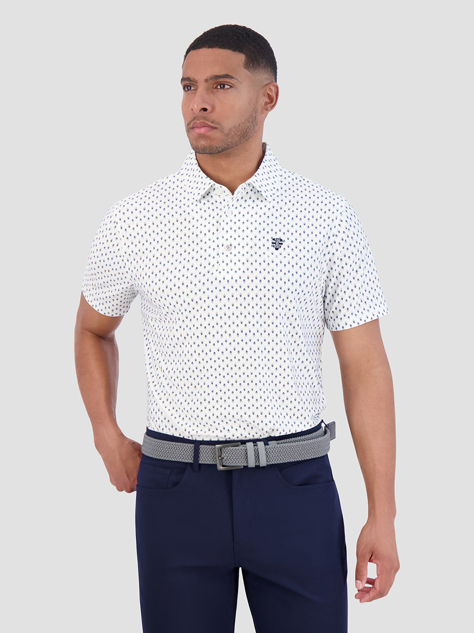 White Ben Sherman Chequerboard Geo Polo Shirts | 5183KCYJB