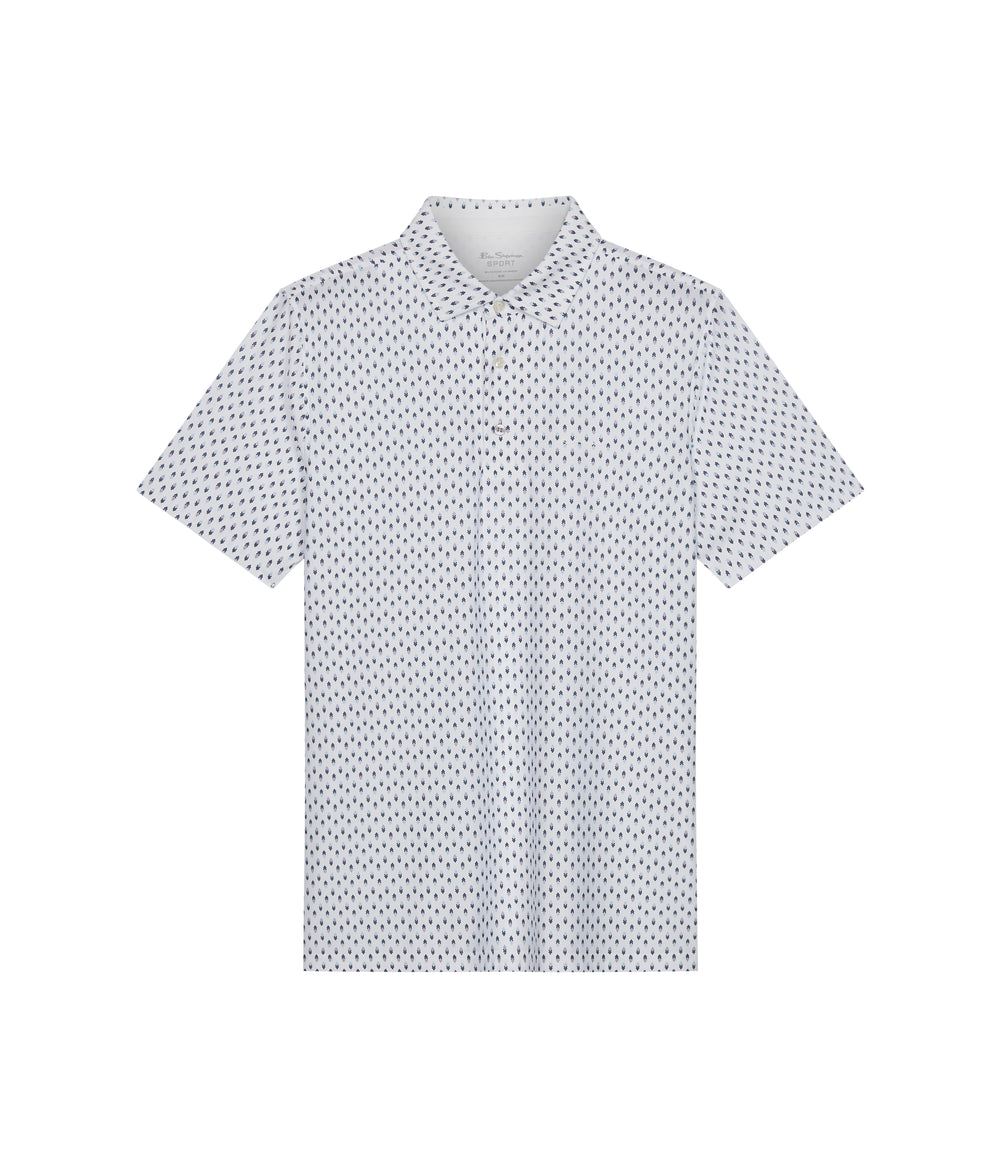 White Ben Sherman Chequerboard Geo Polo Shirts | 5183KCYJB