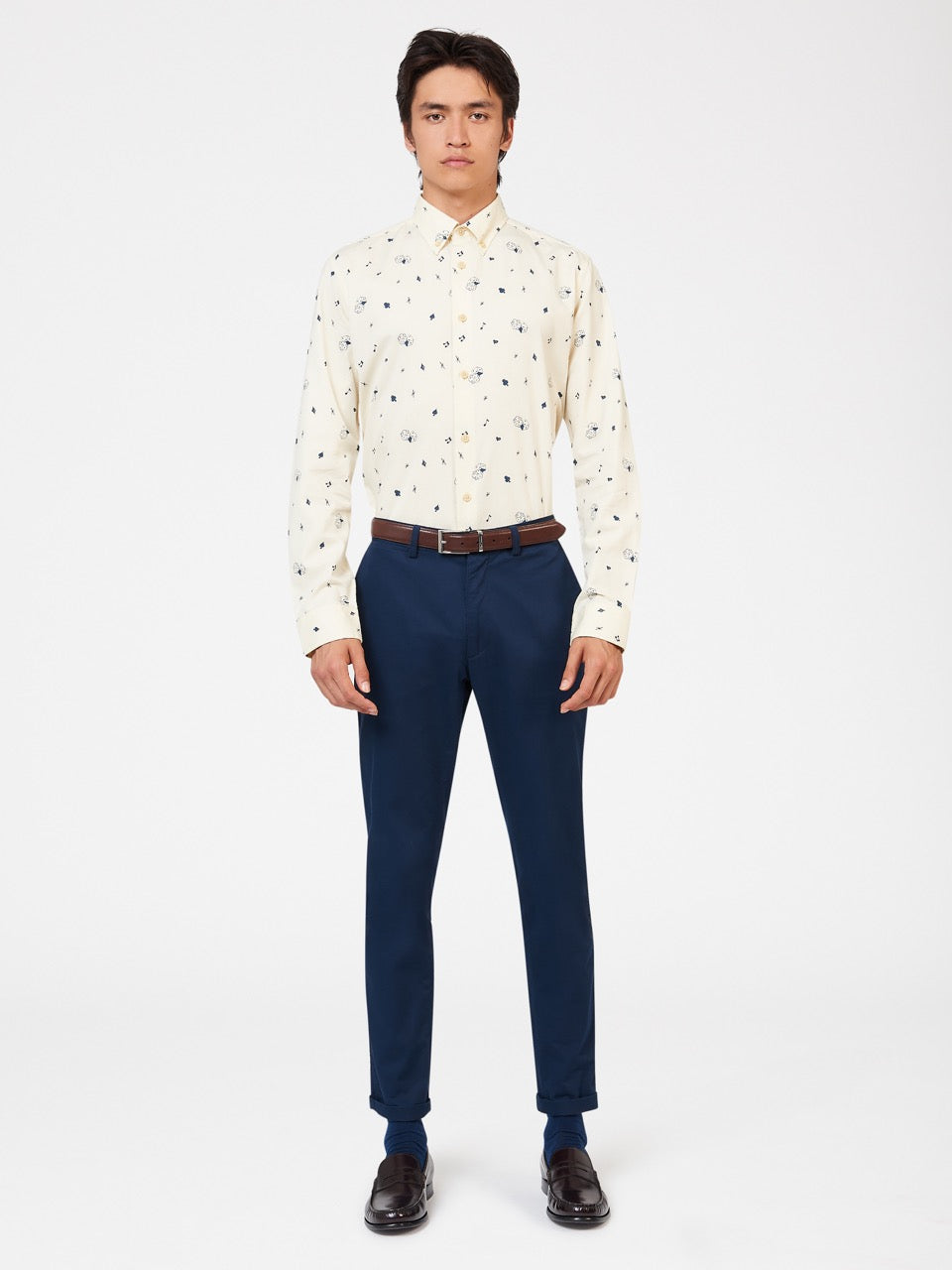 White Ben Sherman Conversational Icon Shirts | 4530ULFZY