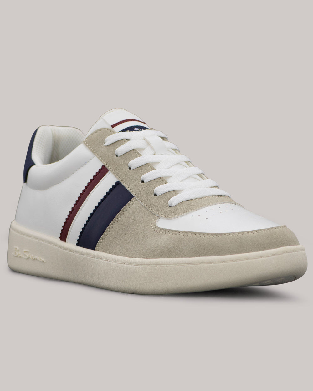 White Ben Sherman Hyde Navy Stripe Sneakers | 2837GOPCW