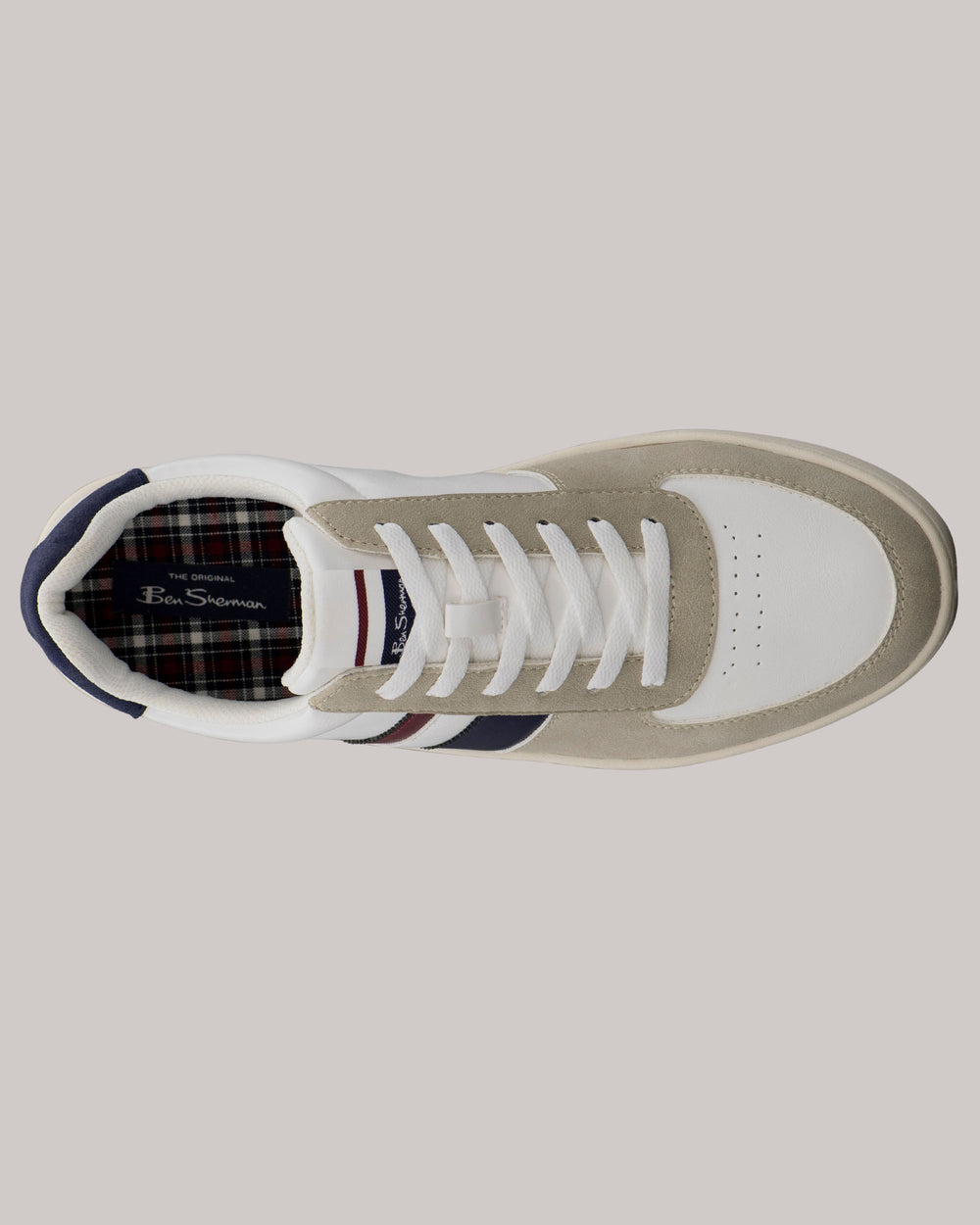 White Ben Sherman Hyde Navy Stripe Sneakers | 2837GOPCW