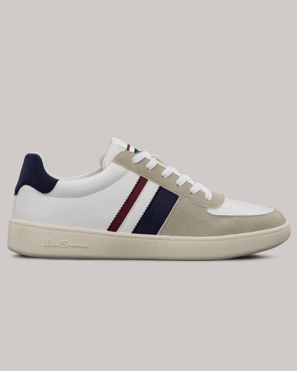 White Ben Sherman Hyde Navy Stripe Sneakers | 2837GOPCW