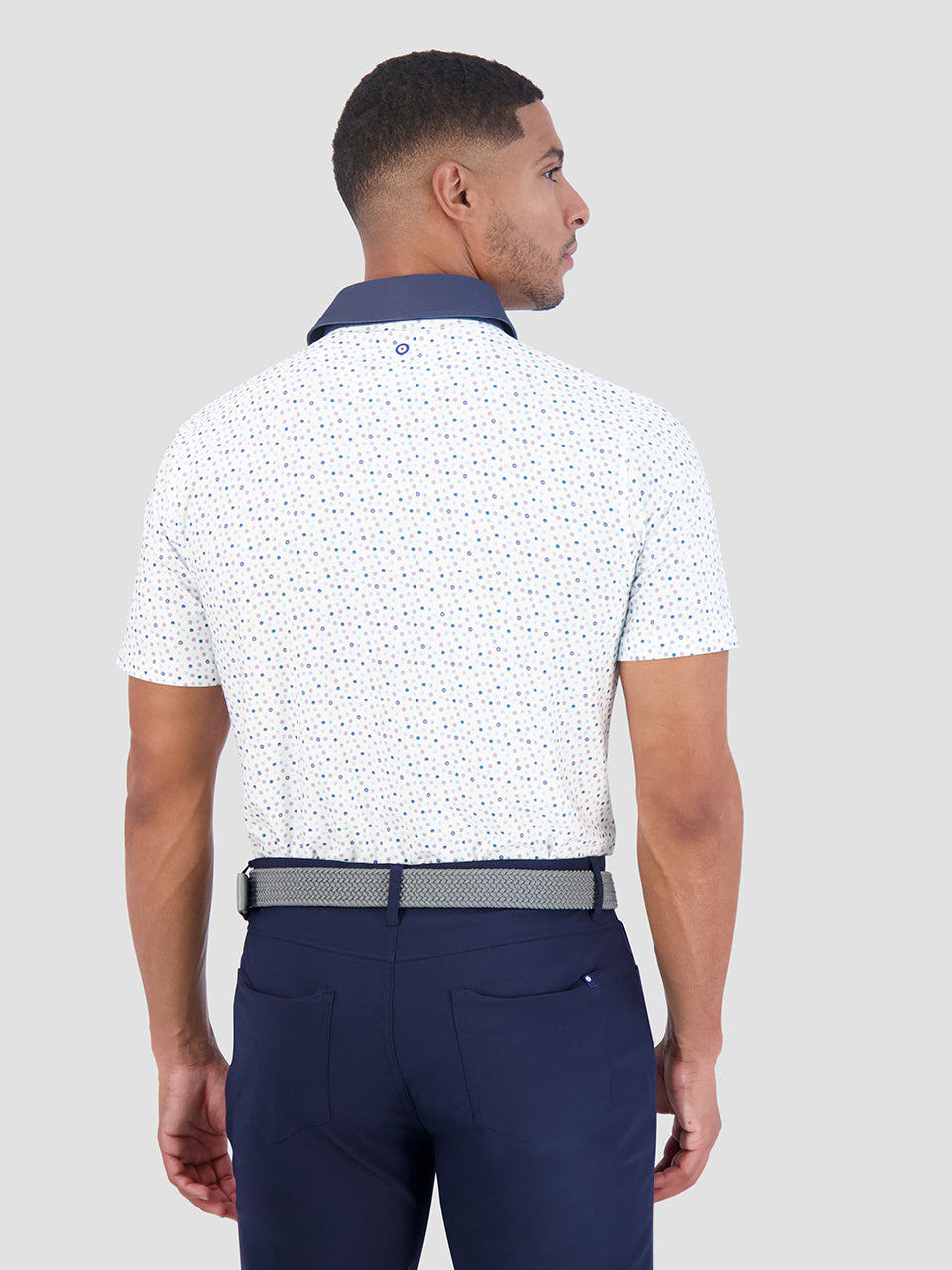 White Ben Sherman Polka Dots Tech Jersey Sports Fit Polo Shirts | 0126ZQXFS