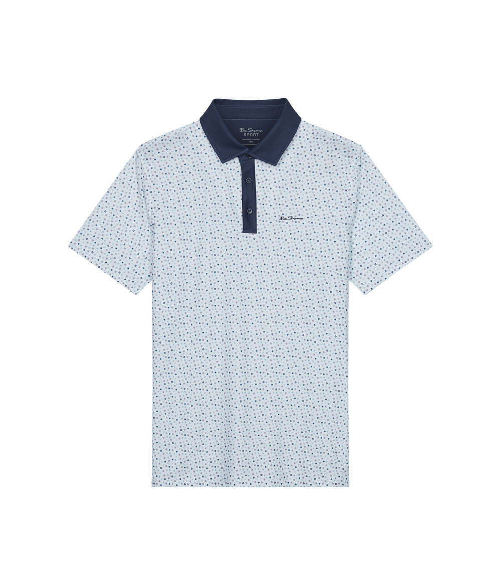 White Ben Sherman Polka Dots Tech Jersey Sports Fit Polo Shirts | 0126ZQXFS