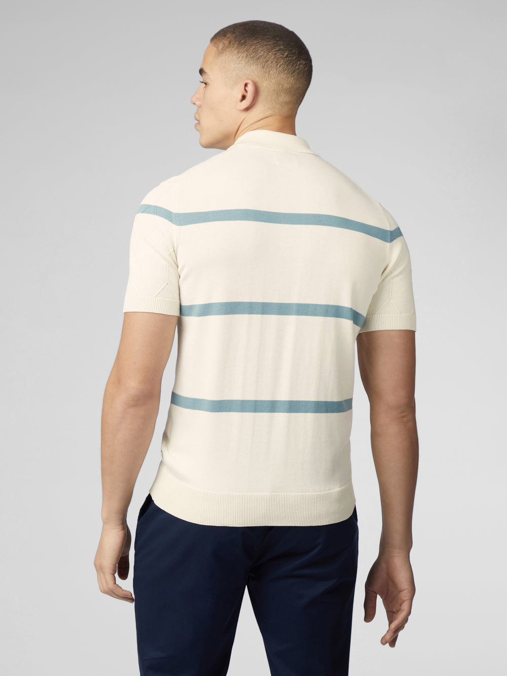 White Ben Sherman Signature Argyle Stripe Polo Knitwear | 0293IJMDP