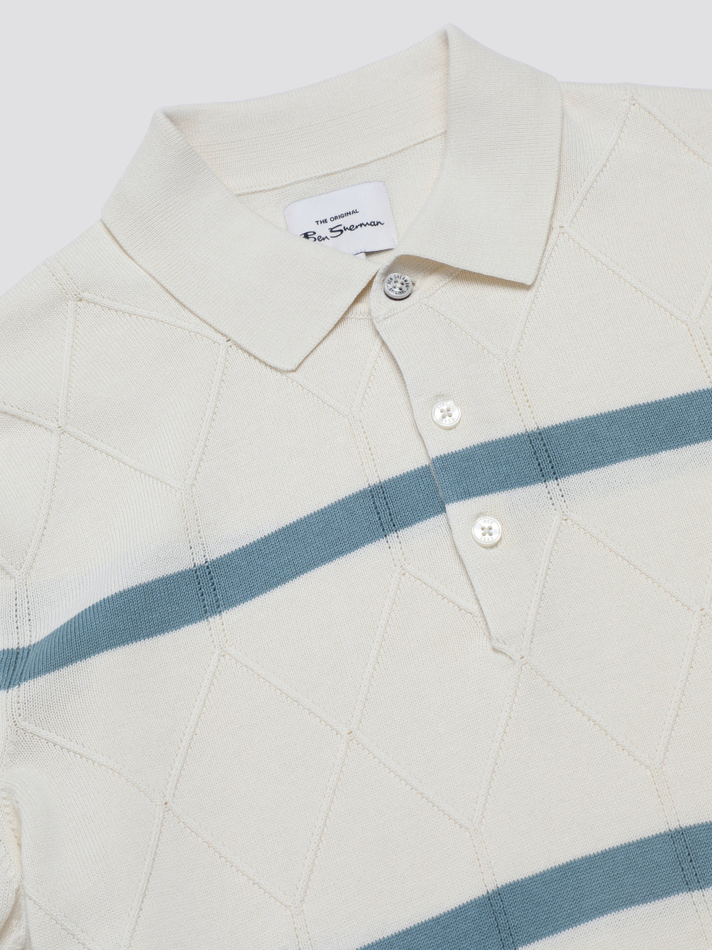 White Ben Sherman Signature Argyle Stripe Polo Knitwear | 0293IJMDP