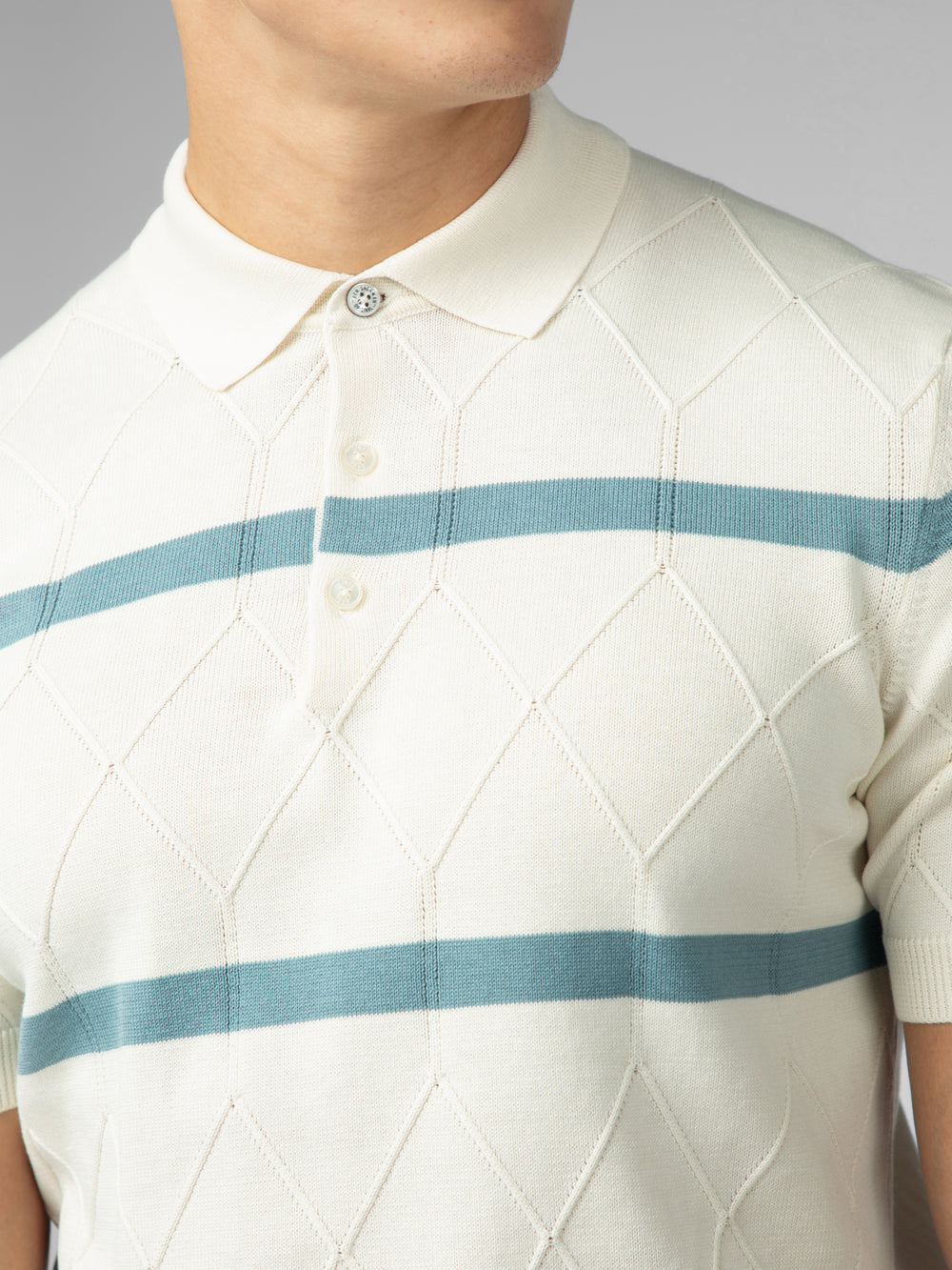 White Ben Sherman Signature Argyle Stripe Polo Knitwear | 0293IJMDP