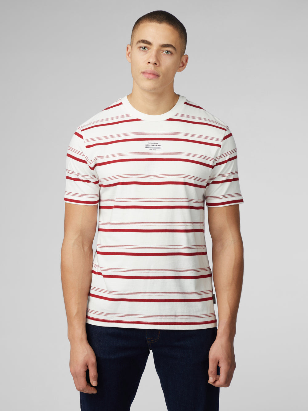 White Ben Sherman Signature Fine Stripe T-Shirt | 5679YDETN