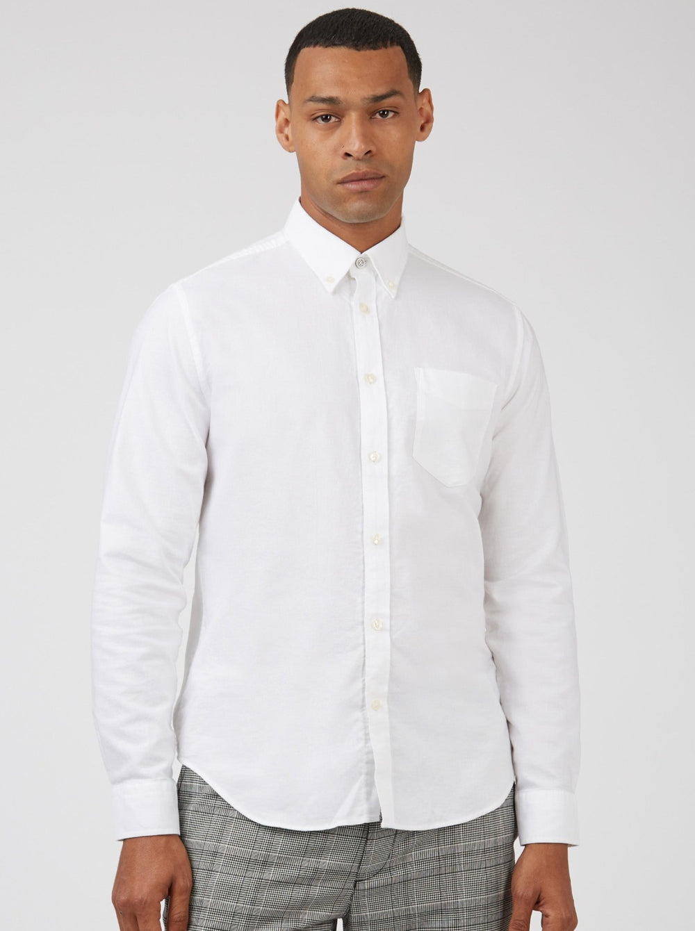 White Ben Sherman Signature Organic Long-Sleeve Oxford Shirts | 7250HEDLA