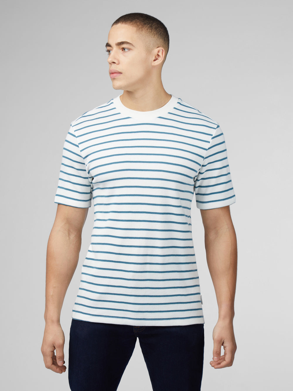 White Ben Sherman Signature Waffle Stripe T-Shirt | 4723CSERP