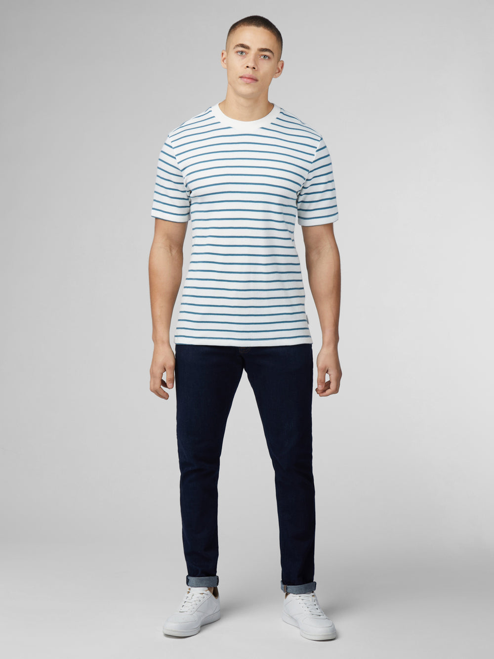 White Ben Sherman Signature Waffle Stripe T-Shirt | 4723CSERP