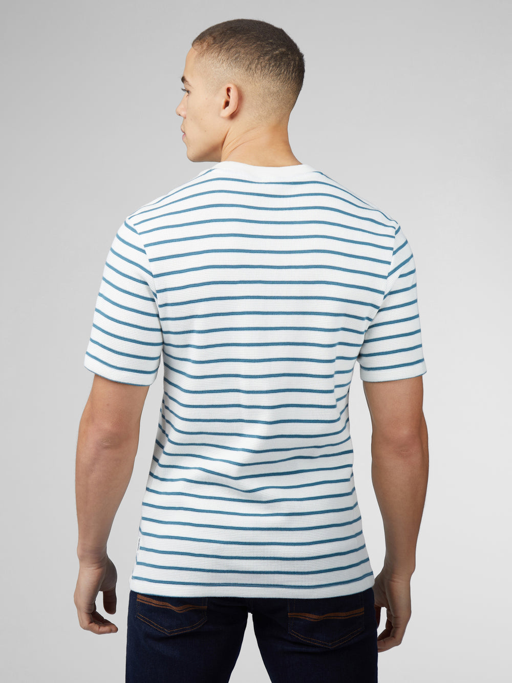 White Ben Sherman Signature Waffle Stripe T-Shirt | 4723CSERP